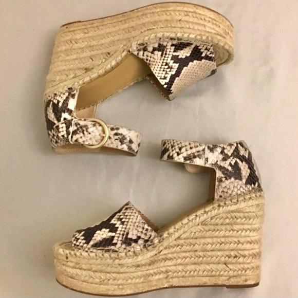 Marc Fisher 7.5 Women's Lalida Espadrille Wedge Sandals Snakeskin Print Leather - Picture 8 of 11